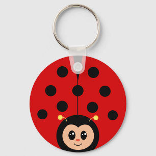 Porte-clés Dessin animé de coccinelle heureuse mignonne 