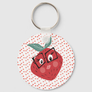 Porte-clés Dessin animé de fraise mignonne dessiné à la main 