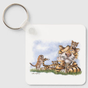 Porte-clés Dessin animé Famille Tigre