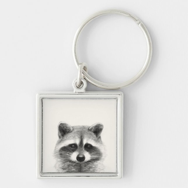 Porte-clés Dessin au crayon Raccoon (Devant)