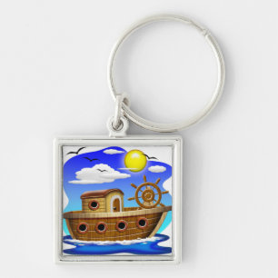 Porte-clés Dessin de bateau de pêche