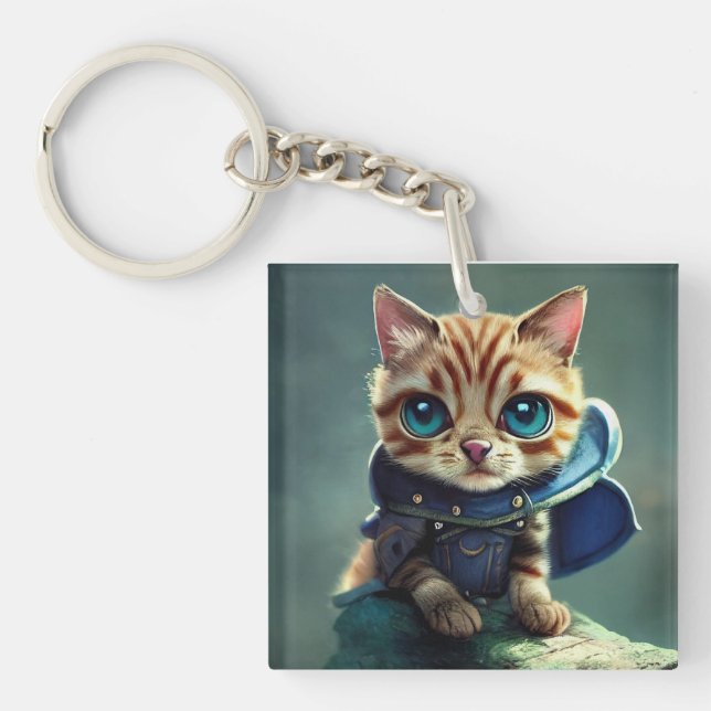 Porte-clés dessin de chaton (Devant)