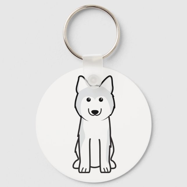 Porte-clés Dessin de Chien Sibérie Husky (Recto)