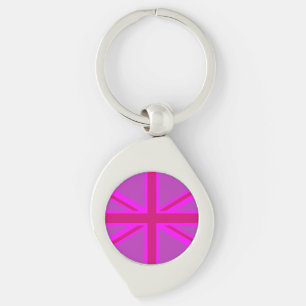 Porte-clés Dessin de drapeau Union Jack rose fuchsia