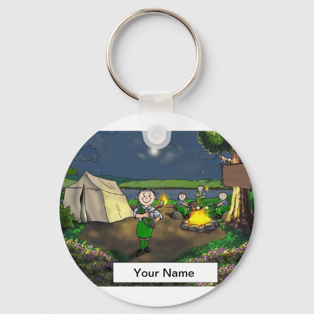 Porte-clés Dessin de Girl Scout par PrintedPerfection.com (Recto)
