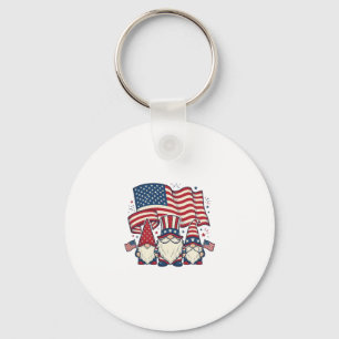 Porte-clés Dessin de gravure vintage de gnome patriotique_1