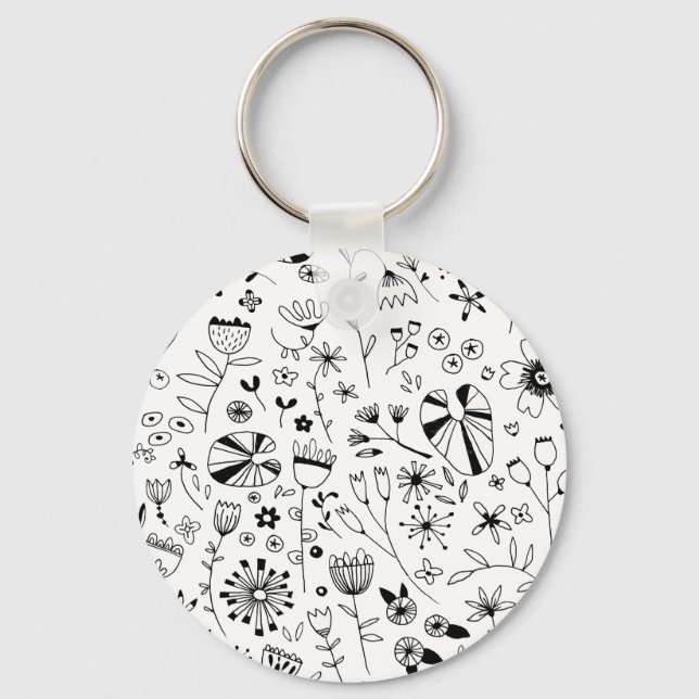 Porte-clés Dessin de ligne florale (Recto)