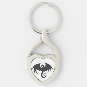 Porte-clés Dessin d'une silhouette de dragon noir
