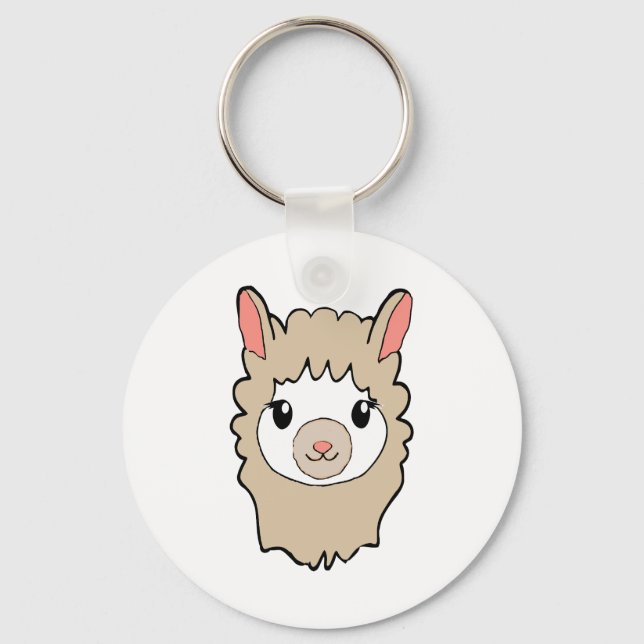 Porte-clés Dessin face de llama mignon (Recto)