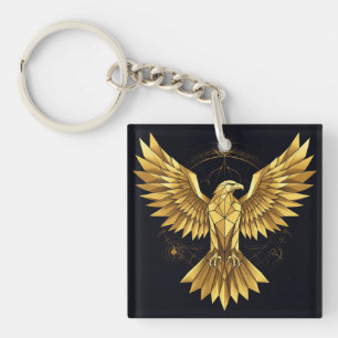 Porte-clés 🦅 Dessin géométrique d'aigle doré pour un style a