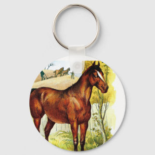 Porte-clés Dessin vintage : Le cheval de charrue