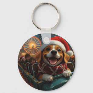 Porte-clés Dessous de verre à rouleaux de chien beagle Noël