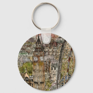 Porte-clés Destinations   Aquarelle Big Ben & London Eye