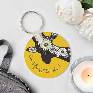 Porte-clés Détendez-vous - Girafe Cool jaune