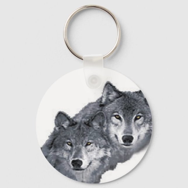 Porte-clés Deux beaux loups, sur un porte - clé (Recto)