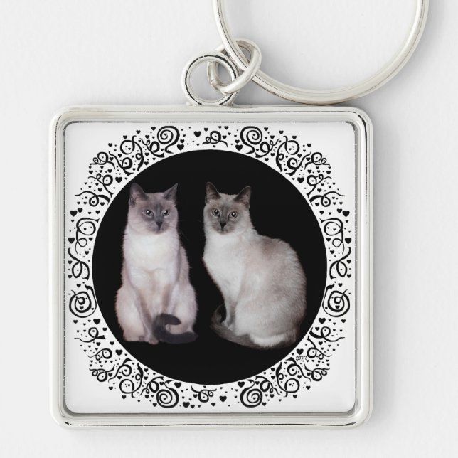 Porte-clés Deux chats siamois (Devant)