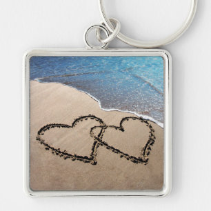 Porte-clés Deux Coeurs Dans Le Porte - clé D'Amour Du Sable