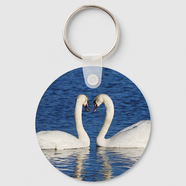 Porte-clés Deux cygnes blancs forment le signe du coeur (Recto)