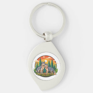 Porte-clés Deux loups