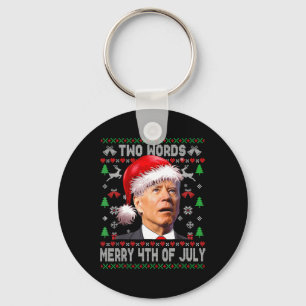 Porte-clés Deux Mots Joyeux 4 juillet Joe Biden Noël