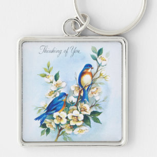 Porte-clés Deux oiseaux bleus