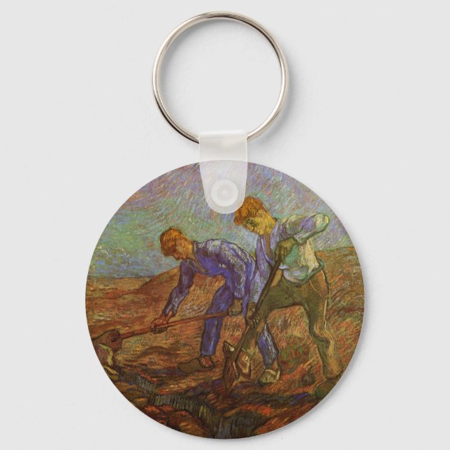 Porte-clés Deux paysans creuser par Vincent van Gogh (Recto)