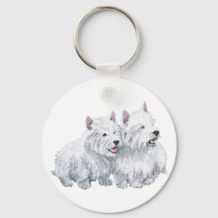 Porte-clés Deux terriers blancs de l'Ouest Écossais
