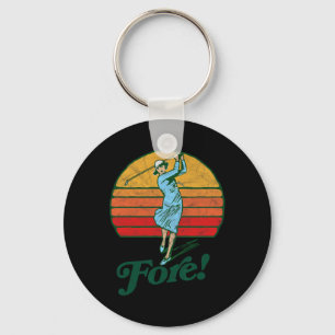 Porte-clés Devant ! Golf vintage femme rétro drôle golfeuse f