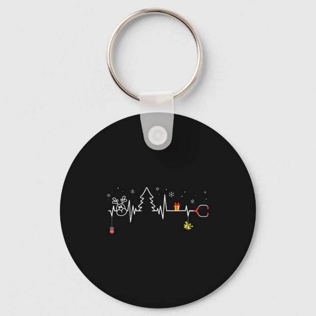 Porte-clés Devoxtee Christmas Tree Heartbeat Funny Christmas  (Recto)