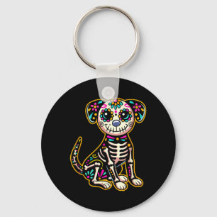 Porte-clés Dia De Los Muertos Squelette Crâne De Sucre Chien
