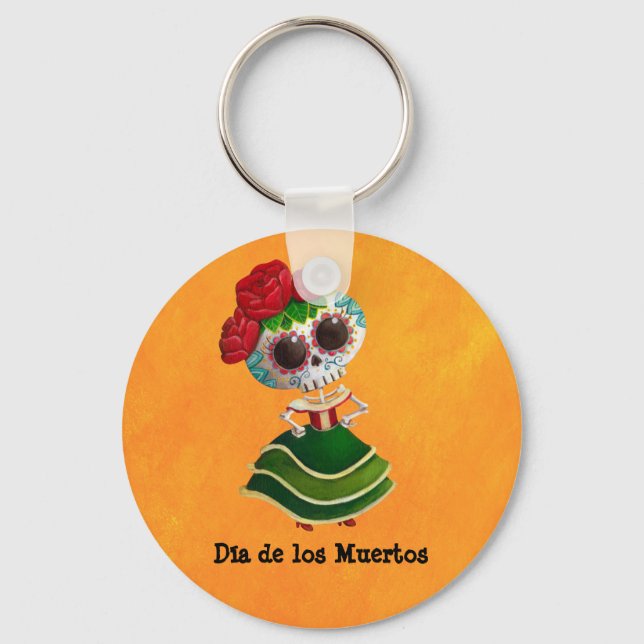 Porte-clés Dia de Muertos Mexicaine Miss Mort (Recto)