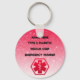 Porte-clés Diabetic Alert Personalized Type 1 or 2