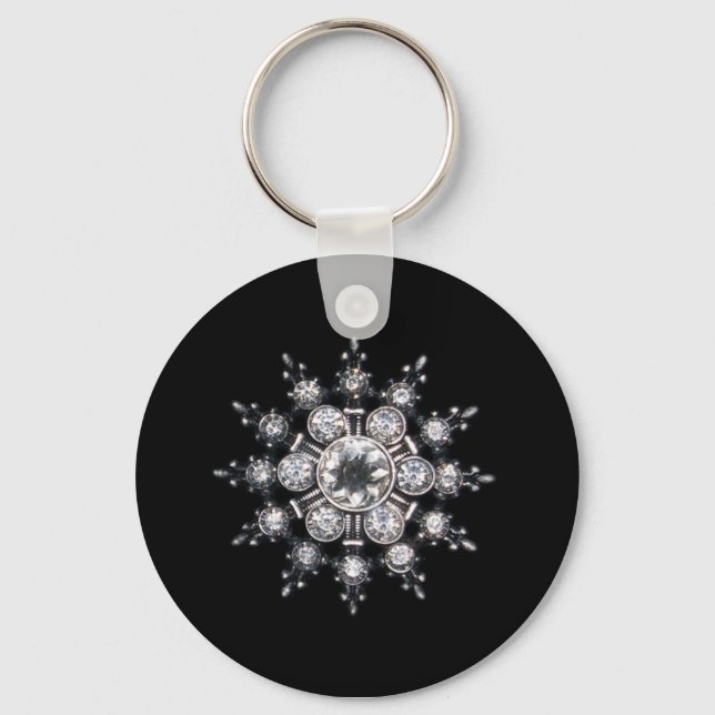 Porte-clés Diamant Avril Cristal Birthstone Snowflake Jewel (Recto)