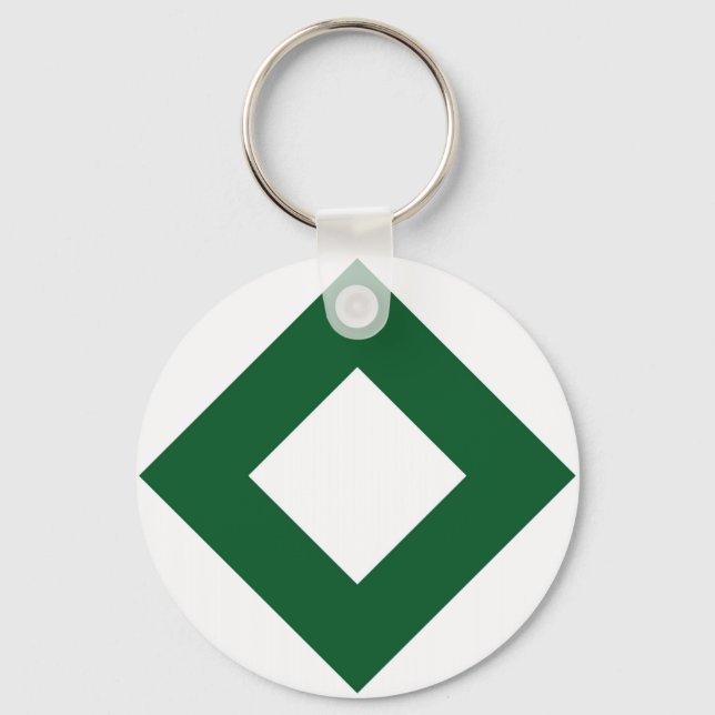 Porte-clés Diamant blanc, Bordure vert gras (Recto)