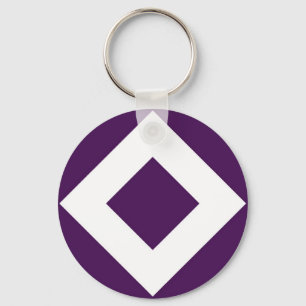 Porte-clés Diamant mauve-foncé, frontière blanche audacieuse