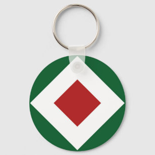 Porte-clés Diamant rouge, Téméraire blanc sur Vert