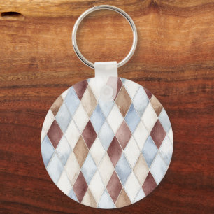 Porte-clés Diamants Bleus Crème Beige Marron Joliment 
