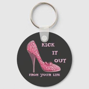 Porte-clés Diamants de Stiletto rose Chaussure Cancer du sein