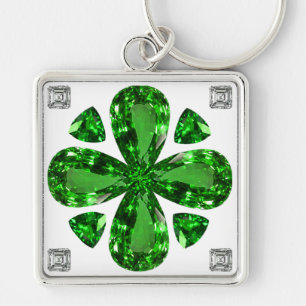 Porte-clés Diamond & Emerald Gemstone Art, Porte - clé vert