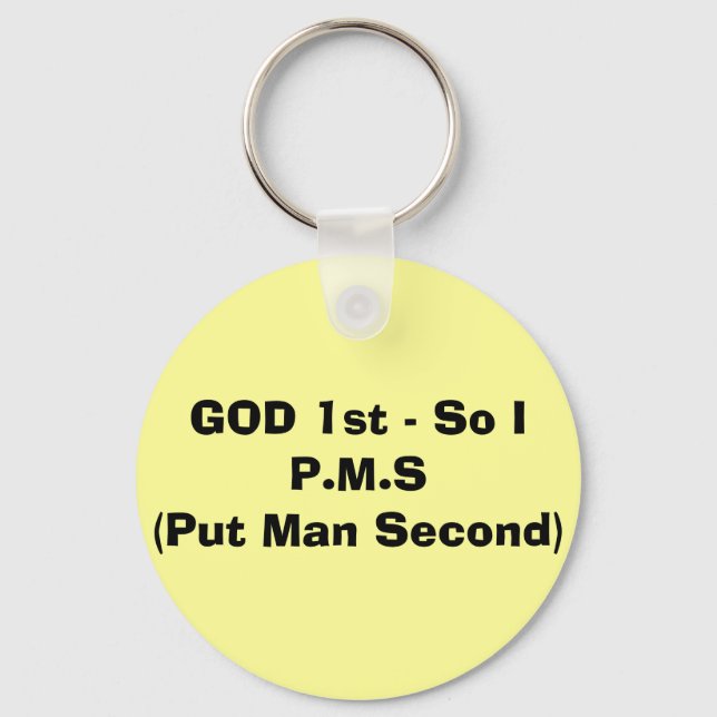 Porte-clés DIEU 1er - Donc je P.M.S (Mets l'homme deuxième) (Recto)