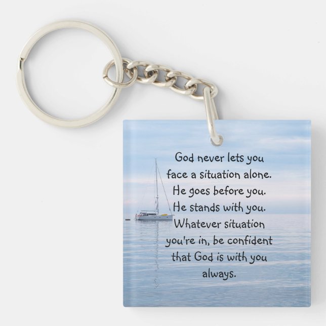 Porte-clés Dieu Avec Vous Toujours Jamais Seul Clé Inspirante (Devant)