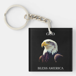 Porte-clés Dieu Bénisse l'Amérique – Force Patriotique avec F