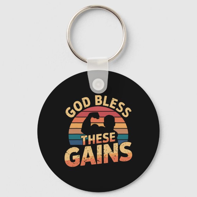 Porte-clés Dieu Bénit Ces Gains Muscle Bodybuilding — 1 (Recto)