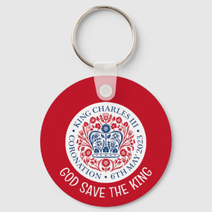 Porte-clés DIEU SAUVER LE ROI Charles III Coronation Rouge