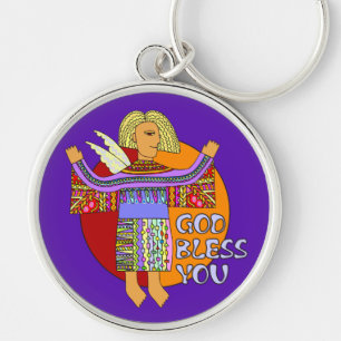 Porte-clés Dieu te bénisse violet