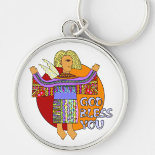 Porte-clés Dieu vous bénisse fond transparent