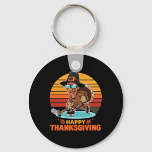 Porte-clés Dinde de Thanksgiving drôle et heureuse jouant au