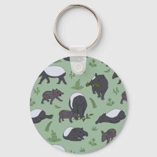 Porte-clés Dîner de la famille des tapirs en vert