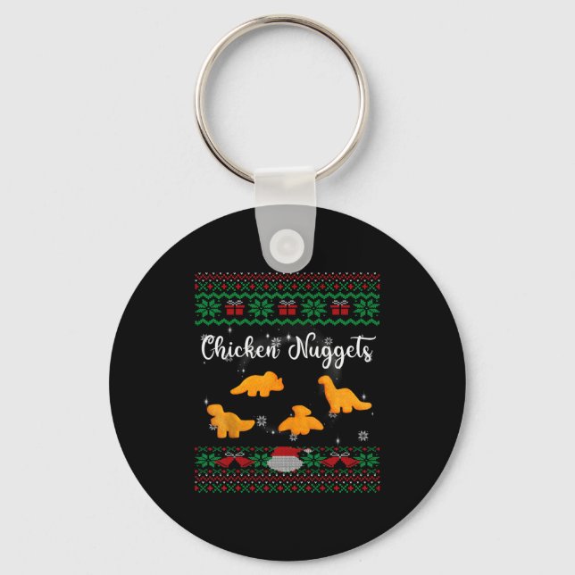 Porte-clés Dinos Chicken Nuggets Ugly Christmas Sweater Funny (Recto)