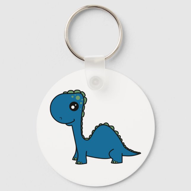 Porte-clés Dinosaure Bébé Bleu Cute (Recto)